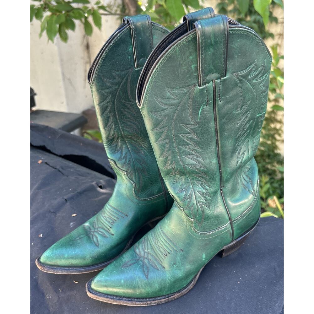 Justin Boots Women Green Damiana Western Cowgirl Sz 5.5 L4938  Very Good shape